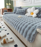 Huierxun Luxuri&ouml;ser weicher Kunstfell-Fleece-Sitzbezug, Sektions-Couchbezug, flauschig, einfarbig, Sofa-Schonbezug aus Kaninchenfell, rutschfest, L-f&ouml;rmig, Couchbezug f&uuml;r Hunde, Katzen, Haustiere