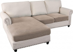 GAMUKAI Stretch Lounge Chaise Couch Cushion Covers for Sectional Sofa L-Shaped Sofa Cover Protective Cover for L-Shaped Sofa (Khaki, 3-Seater)