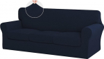 ISSUNTEX 4-teilige Sofabez&uuml;ge, hochdehnbar, dick, weich, Bezug f&uuml;r Sofa mit 3 separaten Kissen, Jacquard-Stoff, elastischer Bezug, M&ouml;belschutz f&uuml;r Hunde, f&uuml;r Sofa, Marineblau