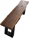 SAM&reg; Quentin Bench 200 x 40 cm, Solid Wooden Bench, Acacia, Real Wane Edge, U-shaped Metal Frame, Unique