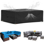 SIRUITON Kate aiam&ouml;&ouml;blile Ristk&uuml;likukujuline istumiskomplekt Veekindel kaitsekate, aiamaja lauad ja m&ouml;&ouml;blikomplektid, aiam&ouml;&ouml;bli diivan, tolmukindel v&auml;ljas must, must , 213x132x74cm .