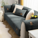 vctops Sherpa-Fleece-Sofabezug, superweich, warm, Pl&uuml;sch, Couchbezug, luxuri&ouml;s, flauschig, rutschfest, Sofa-Schonbezug, M&ouml;belschutz (Dunkelgrau, 91,4 x 208,3 cm)