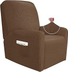 JIVINER Super Stretchy Sun Lounger Slipcovers Spandex Soft Slipcover taskutega Recliner m&ouml;&ouml;bli kaitsja (Lounger, Brown) 4 Pack
