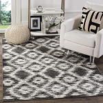 SAFAVIEH Adirondack Collection Modern Rug for Living Room Dining Room Bedroom Short Pile Charcoal and Ivory 4ft x 72in