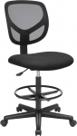 SONGMICS v&otilde;rgusilma joonistustool, reguleeritav k&otilde;rgus ja jalatugi, p&ouml;&ouml;rlev ergonoomiline maalimistool, k&auml;edeta kontoritool, kangast iste, kandev&otilde;ime 120 kg, must OBN15BK