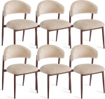 Boucl&eacute; s&ouml;&ouml;gitoa toolid: Pehmendusega disainitoolid kumerate seljatugede ja metallist jalgadega puidu v&auml;limusega - kaasaegsed k&ouml;&ouml;gitoolid s&ouml;&ouml;gituppa ja elutuppa (beež, 6)