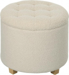 HOMCOM Hoiuruumiga v&auml;ljaheide, v&auml;ike kaanega v&auml;ljaheide, puidust jalgadega &uuml;mmargune jalatugi, kasmiiri v&auml;limusega, polsterdatud v&auml;ljaheide elutuppa, magamistuppa, 45 x 45 x 41 cm, kreemikasvalge v&auml;rvusega