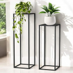 DanDiBo Taimestend 96587 Metallist 100 cm ja 80 cm must ruudukujuline 2 k&uuml;ljelaua komplekt K&otilde;rge lilleh&auml;rra lillestend Modernne disain