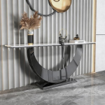 Marmor-Akzent-Konsolen-Sofatisch - Heimplattform mit Karbonstahl-Basis f&uuml;r Wohnzimmer und Schlafzimmer