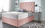 Bed Centre Ziggy Divan Bed with Mattress, Headboard and No Drawers, Pink, Small Single (75cm x 190cm)