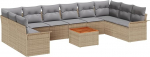 Aia diivan komplekt pehmendusega Beige Poly Rattan Akaatsia Garden Lounge Model3347378