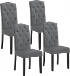 Lestarain LCNI119001-4 S&ouml;&ouml;gitoatoolid, k&ouml;&ouml;gitoolid k&otilde;rge seljatoega, sametkattega polsterdatud tool, kaasaegsed toolid s&ouml;&ouml;gituppa, k&ouml;&ouml;ki, elutuppa, t&auml;ispuidust jalad, tumehall, tumehall