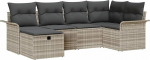 6 Teiliges Garten Diivan Set mit Kissen Helles Grau Poly Rattan Gartenlounge Model3358881