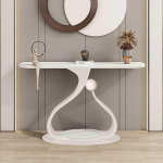 Eleganter Konsolentisch mit Marmorplatte - Schlanker Beistelltisch im Landhaus- und Mid-Century-Modern-Stil f&uuml;r Wohnzimmer, Flur und Eingangsbereich - Strapazierf&auml;hige Goldoberfl&auml;che, 100 cm