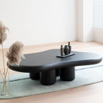 Pilvikujuline t&auml;ispuidust kohvilaud Cartoon Style Indoor Coffee Table Cream White Cartoon Style Modern Center Table for Bedroom Living Room Furniture Black-100*69