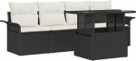 5-Teiliges Garten-Sofa-Set mit Kissen Schwarz Poly Rattan Gartenlounge Model3348183
