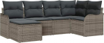 6-teiliges Garten Sofa Set mit Kissen Grau Poly Rattan, 2-Sitzer Garten Sofa mit Stauraum & Kissen Grau Poly Rattan Gartenlounge Model3354438