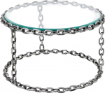 riess-ambiente.de Design Kohvilaud ketid 65 cm h&otilde;bedane k&auml;sitsi valmistatud metallist &uuml;mmargune klaasist keti raam