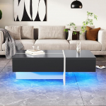 Merax kaasaegne LED kohvilaud, elutoa laud 3 sahtliga, k&otilde;rgl&auml;ikega kohvilaud, must-valge v&auml;rviplokkide struktuur, elutoa m&ouml;&ouml;bel, 100 x 50 x 34,5 cm