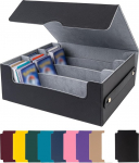 Kauplemiskaartide hoiukarbid 1800+ kaardile, magnetilised kaardikarbid, PU nahast tugev kaardikarp jaoturitega, m&auml;ngukaartide kaardikarbid Magic Commander Yugioh spordikaartide jaoks (must)