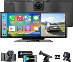 10,26 Zoll 4K Wireless Carplay Android Auto,Autoradio Kabelloses Carplay Bildschirm,Android Auto Bildschirm mit AUX/FM,Dash Cam,Tagfahrkamera,Mirror Link,Bluetooth f&uuml;r alle Fahrzeuge