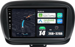 BXLIYER Android 14 Autoradio Fiat 500X (2014-2020) koos Sat NAV-iga - Traadita CarPlay + Android Car - Tagurduskaamera - 2G + 32G - IPS 9-tolline 2 DIN - DAB roolijuhtimispult Dual Band WiFi DSPga