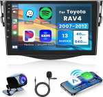 4G + 64G juhtmevaba Carplay Android 13 Autoradio 2 DIN Toyota RAV4 2007-2012 jaoks koos juhtmevaba Android auto navigatsiooniga GPS WiFi 9-tolline autoraadio koos Mirror Link Bluetooth FM/RDS/DAB/DVR/32 EQ/SWC tagantj&auml;rele
