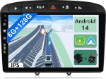 YUNTX [6GB + 128GB] Android 13 autoraadio Peugeot 308 (2007-2013)-[Integreeritud CarPlay/Android Car/DSP/GPS]-9-tolline IPS 2.5D kaamera + MIC-DAB/roolijuhtimine/peeglilink/Bluetooth 5.0/360