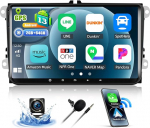 CAMECHO 2+64G Android 13 autoraadio VW Passat B6 B7 B7 Golf 5 6 Jetta T5 Polo Touran Caddy Sharan Seat, 9-tolline traadita Carplay Bluetooth raadio Android Car WiFi GPS FM/RDS + tagurduskaamera