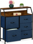 Relaxdays Chest of Drawers, HBD: 87 x 84 x 30 cm, 5 Drawers, 2 Shelves, Industrial Drawer Cabinet, Bedroom, Multicoloured