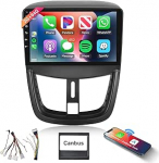 Podofo Carplay autoraadio Peugeot 207 2006-2015, 9-tolline puuteekraaniga autoraadio 2G + 64G juhtmevaba Carplay Android autoga, Bluetooth/GPS/WiFi/FM/RDS/SWC/HiFi/USB+Reversioonikaamera