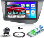Hodozzy 4GB+64GB Autoradio f&uuml;r Seat Leon 2005-2012 Android 9 Zoll InCell Touchscreen Carplay Wireless Android Auto, Radio 2 Din mit Typ-C, Bluetooth Navi WiFi Farbige Tastenbeleuchtung Tagfahrkamera