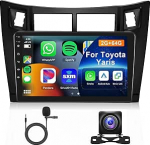 Hodozzy 2G + 64G Android autoraadio Toyota Yaris 2005-2011 Carplay Android auto peeglilink, 9-tolline puuteekraan koos GPS-navigatsiooniga WiFi Bluetooth FM RDS HiFi tagurduskaamera raadio jaoks