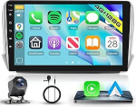 Hodozzy 4GB + 128GB Android Autoradio Peugeot 208/2008 2012-2018 koos Carplay juhtmevaba Android autoga, 10-tolline InCell puuteekraaniga 2 DIN autoraadio koos satelliitnavigatsiooniga Bluetooth DSP, WiFi, raadio FM RDSiga