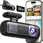 REDTIGER Dash Cam auto ees ja taga 4K/1080P, WiFi GPS autokaamera koos tasuta 32GB SD kaardiga, loop salvestamine, &ouml;ine n&auml;gemine, parkimisrežiim, intelligentne rakenduse juhtimine, toetus kuni 256GB