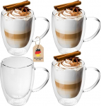 Intirilife Double-Walled Thermal Coffee Mug / Tea Mug, Glass
