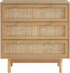 BA&Iuml;TA Helena Oak and Rattan Effect Chest of Drawers 3 Drawers Light Oak