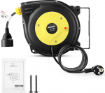 Professionaalne automaatne kaablirull 10 m + 3 m seinale ja lakke paigaldatud sisset&otilde;mmatav energiatrummel 1250 W ~ 2000 W automaatne kaablirull 180&deg; p&ouml;&ouml;ratav sise- ja v&auml;litingimustes kasutamiseks kaablirull
