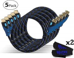 MutecPower PREMIUM 5 HDMI kaablit + 2 kaablisidet - 2 meetrit - Sinine punutud - 5 pakki 2M