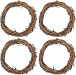 PATIKIL 4-tolline rotangist p&auml;rg, 4 t&uuml;kki 0,59-tolline traat OD j&otilde;ulud &uuml;mmargune looduslik viinamarja oksa p&auml;rg garland lille r&otilde;ngas r&otilde;ngas ukse ja akna kaunistuste jaoks, pruun