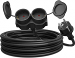 Poppstar 2-Way pikenduskaabel 5 m IP44 pikendus Outdoor 3500 W Multiple Socket Schuko Black
