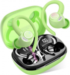 Bluetooth k&otilde;rvaklapid Sport K&otilde;rvaklappide juhtmevabad Bluetooth 5.3 HD mikrofoniga, suurep&auml;rane heli, 40 tundi m&auml;nguaega, mugav istuvus, kaks LED-ekraani, IP7 veekindlad k&otilde;rvaklapid k&otilde;rvakonksudega, roheline