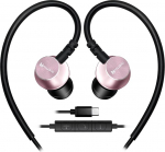 Hmusic spordik&otilde;rvaklapid mikrofoniga juhtmega, USB Type C metallist k&otilde;rvaklapid k&otilde;rvaklappidega k&otilde;rvaklappidega k&otilde;rvaklappidega spordi, jooksmise, treeningu, treeningu, j&otilde;usaali jaoks (roosa)