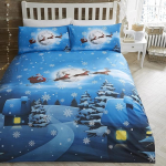 Bedlam Santa Sleigh Pajalapitekk Double Size (200 x 200 cm) Glow in the Dark 2 x Pillow Cases Christmas Tree and Snow Duvet Cover Christmas Decoration