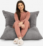 Lounge Pug, Giant Bean Bag XXL Bean Bag Cushion Pom-Pom Anthracite