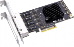 GLOTRENDS LE8445 4-Port 2.5Gb PCIe Network Card for Desktop PCs, 2500/1000/100Mbps Gigabit Ethernet RJ45 LAN Port, PCIE X4 Interface, Normal and Flat Mount
