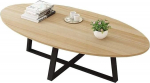 Nordic Solid Wood Coffee Table, Small Apartment Oval Sofa Side Table, Home, Living Room, Bedroom, Balcony, Negotiating Table, Length 39.4 Inches, Light Walnut Wood