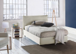 Talamo Italia - Desir&eacute;e 100% Made in Italy Fabric Double Bed with Front Opening + Mattress 120 x 190 cm Beige