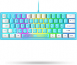 LexonElec K61 60% Protsendiline m&auml;ngude v&auml;rviline klaviatuur Mini sinine ja valge PC RGB valgustus - UK paigutus QWERTY esteetiline klaviatuur Cute - mehaaniline tunne ergonoomika Kawaii - s&uuml;learvutile arvuti jaoks