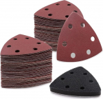 Schleifpapier Haken und Schleife Dreieck Schleifpa 90 &times; 90 &times; 90 MM Klett-Dreieck-Schleifpapier, verschiedene K&ouml;rnungen 40&ndash;320, 6 L&ouml;cher for Deltaschleifer, Dreieck-Schleifblatt-Set for Polieren